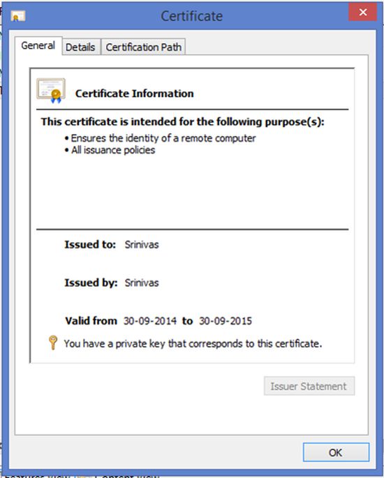 certificate information